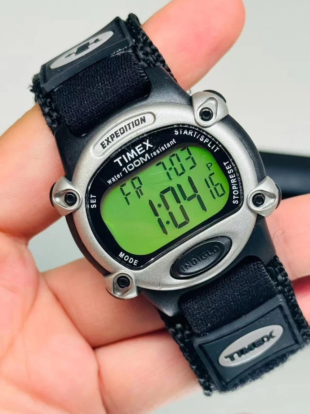 Vintage Timex Expedition Indiglo Digital Watch 100M WR New Battery Working 38mm